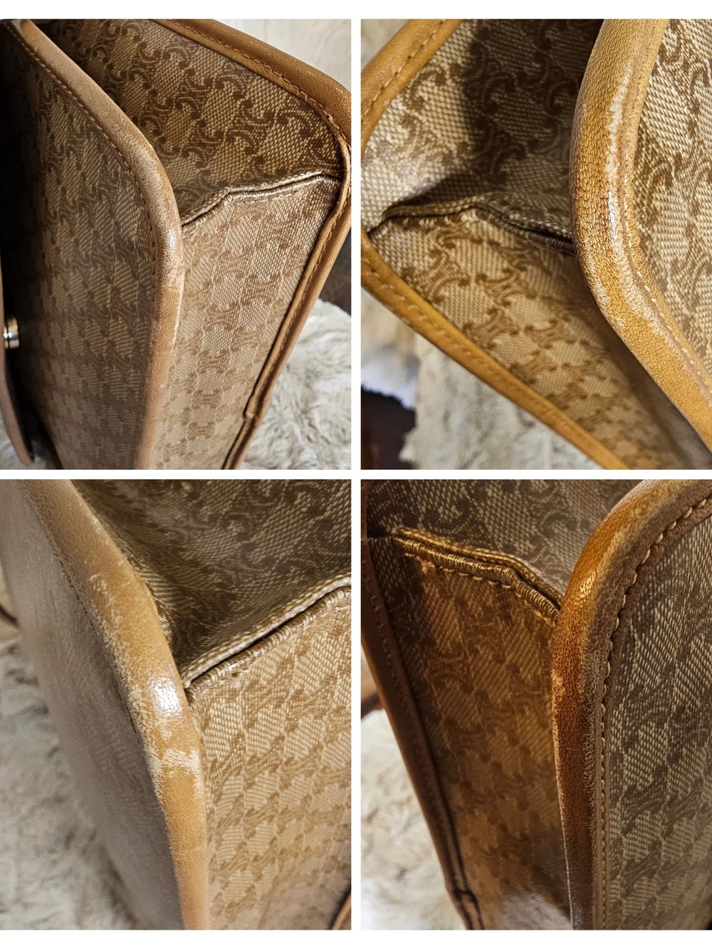 Celine Vintage Tan Leather & Monogram Crossbody Bag - Picture 15 of 16